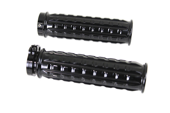 V-Twin - 28-0662 - Black Grained Style Handlebar Grip Set